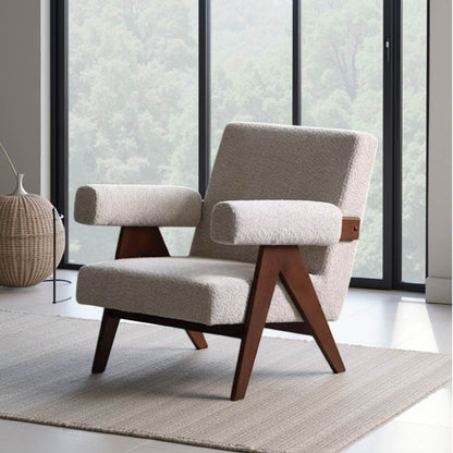 Beige Retro Armrest Lounge Chair