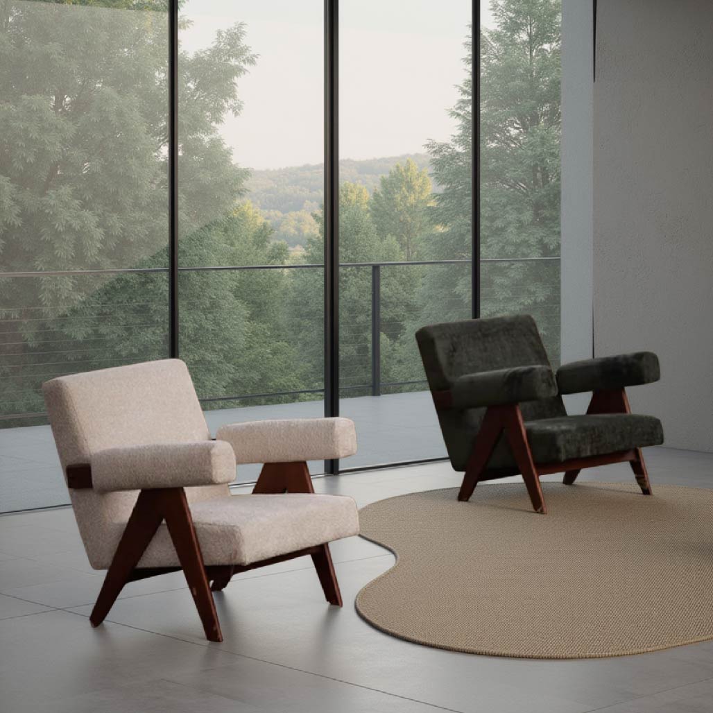 White Retro Armrest Lounge Chair