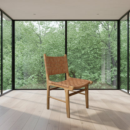 Strap Dining Chair Light Brown Suede