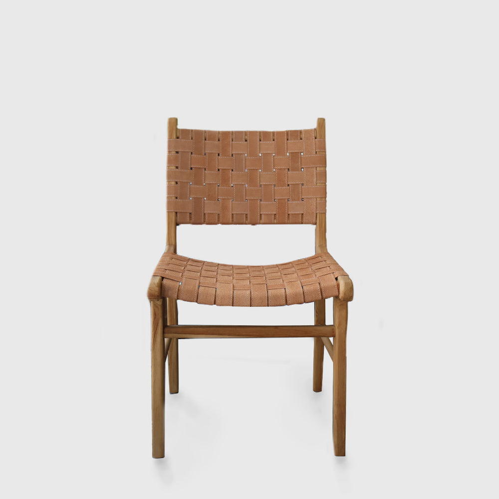 Strap Dining Chair Light Brown Suede
