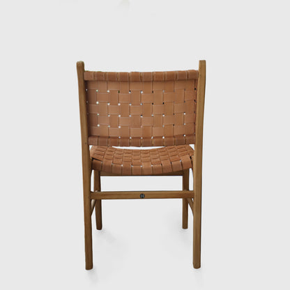 Strap Dining Chair Light Brown Suede