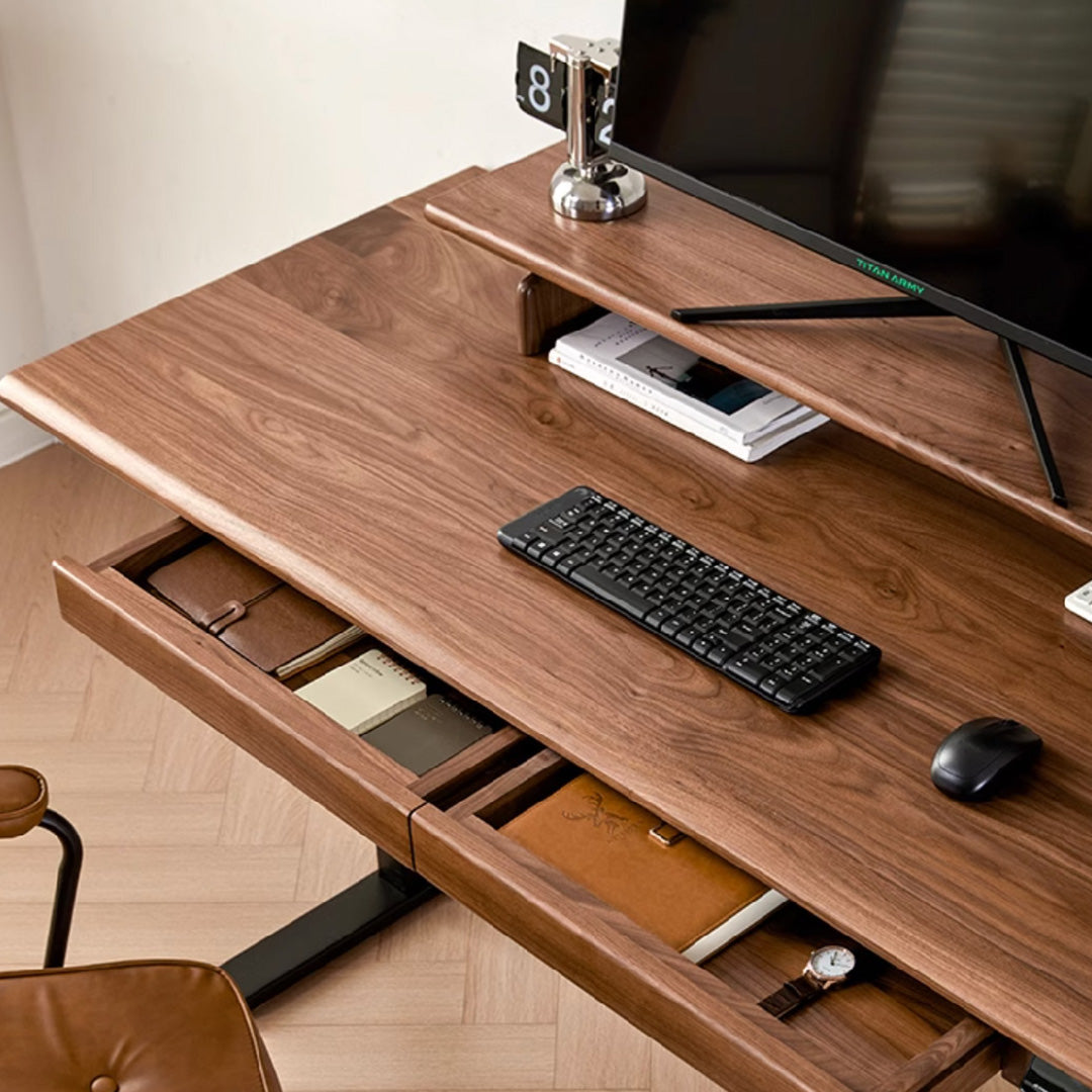 Black Walnut Solid Wood Electric Desk