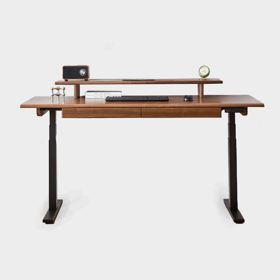 Black Walnut Solid Wood Electric Desk