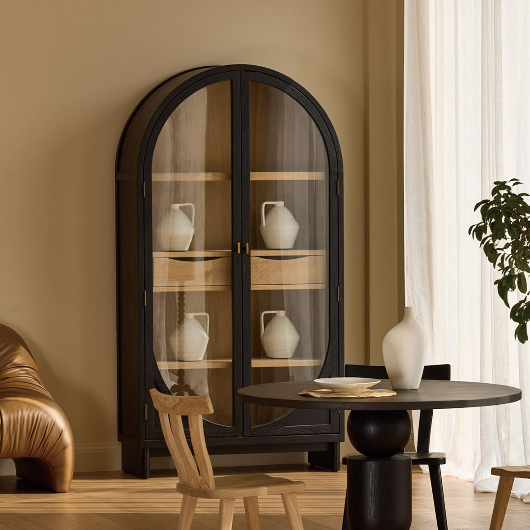 Oak Wood Curved Cabinet