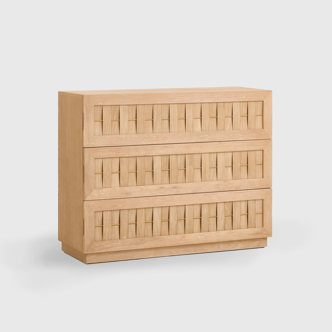 Vev 3-Drawer Chest with Gold Accents