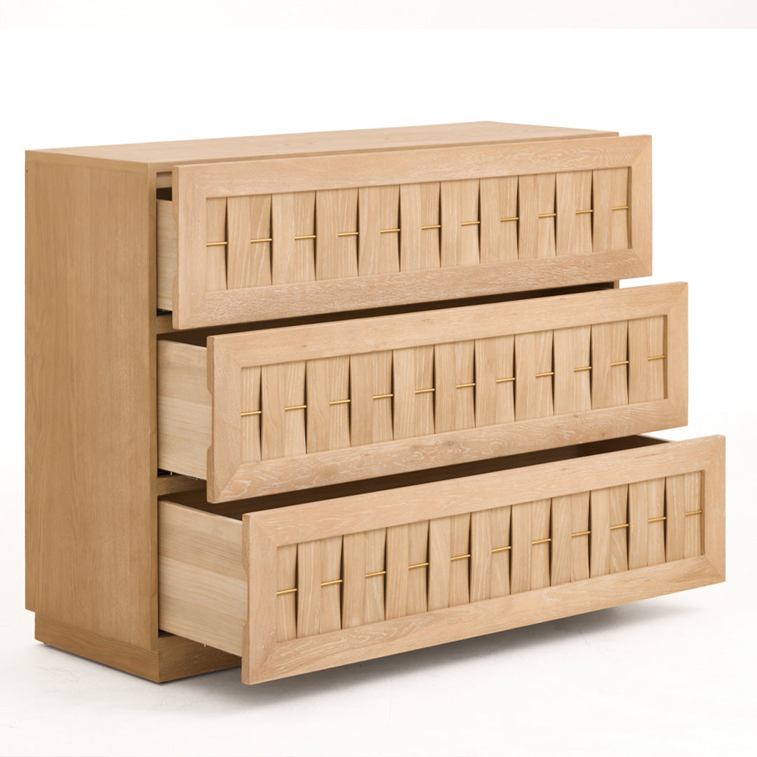Vev 3-Drawer Chest with Gold Accents