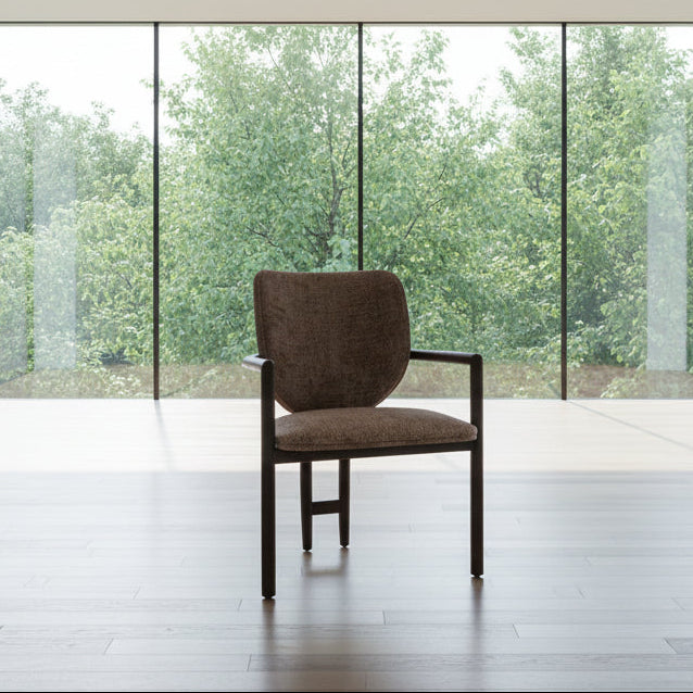 chennile brown fabric walnut dining chair