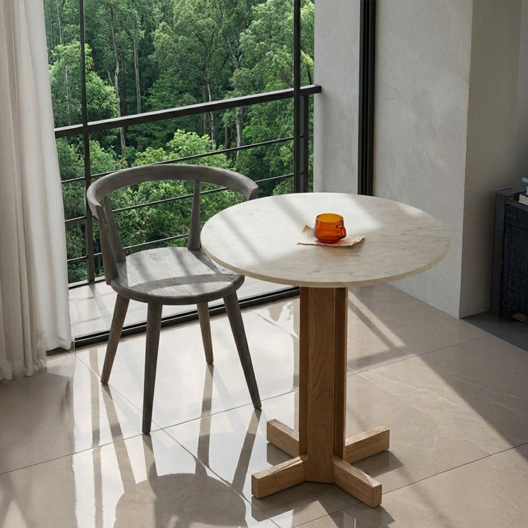 Round Cocktail Table with wood base
