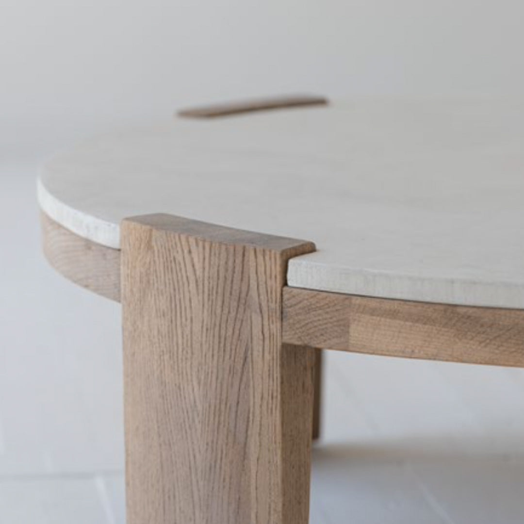 Greta Cement Paint Coffee Table with Oak Wood Leg