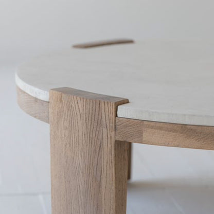 Greta Cement Paint Coffee Table with Oak Wood Leg