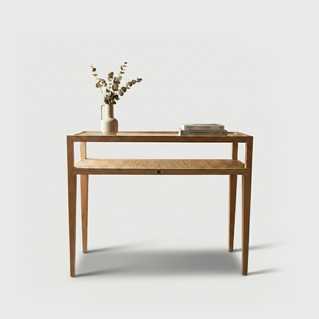 Sungkai Wood Glass Console Table