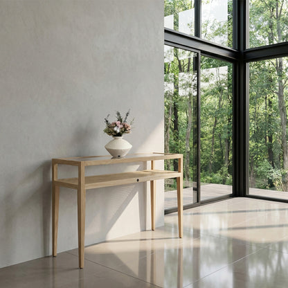 Sungkai Wood Glass Console Table