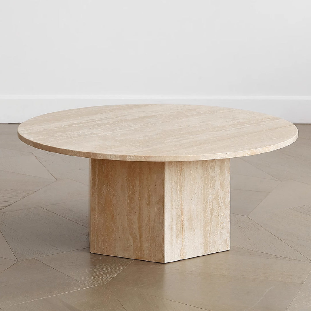 Runa Natural Round Travertine Coffee Table