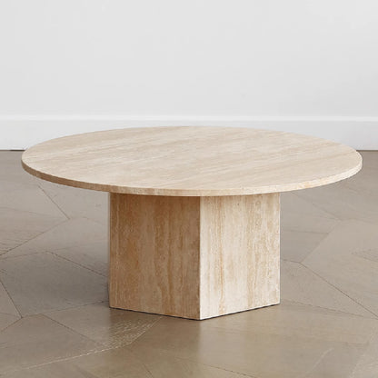 Runa Natural Round Travertine Coffee Table