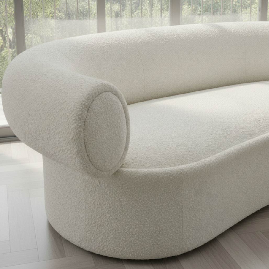 Curved Boucle Sofa