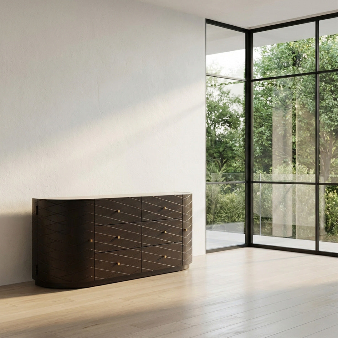 NoirCurve Concrete & Pine Sideboard