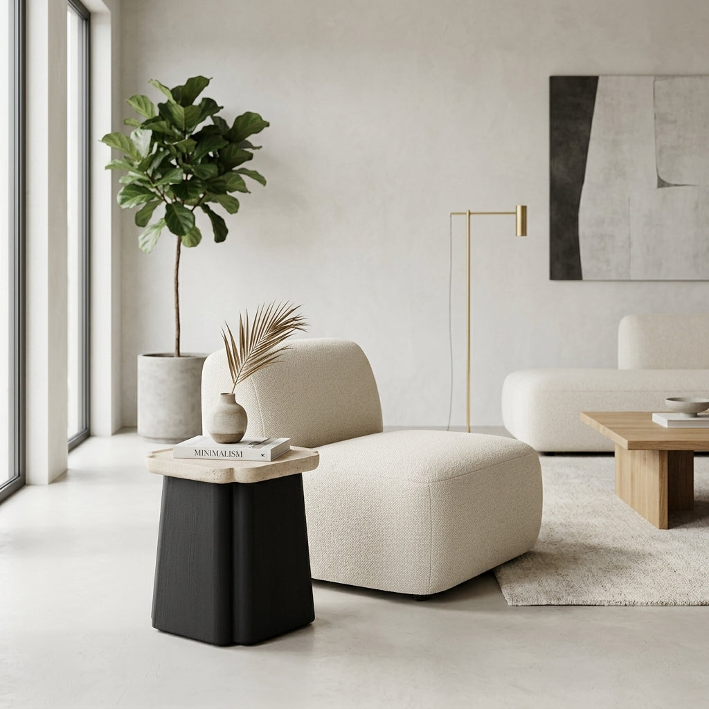 Nara Travertine Black End Table