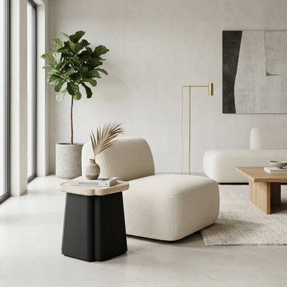 Nara Travertine Black End Table