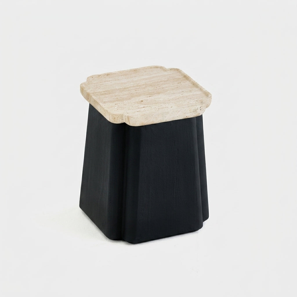 Nara Travertine Black End Table