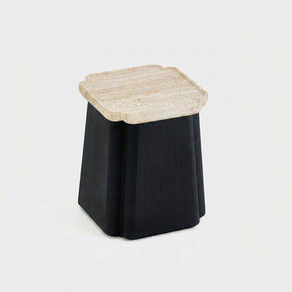 Nara Travertine Black End Table