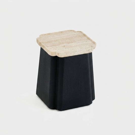 Nara Travertine Black End Table