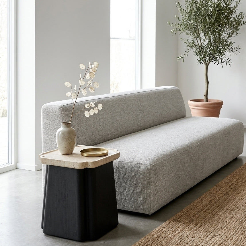 Nara Travertine Black End Table