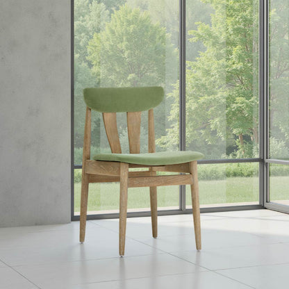 Green Fabric Oak Smoke Grey Dining Chair