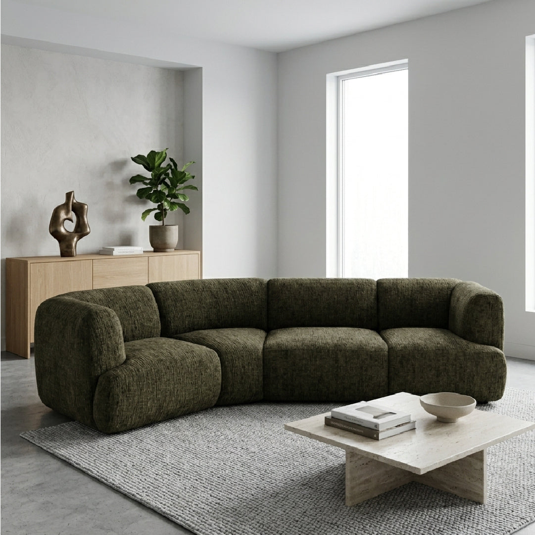 Petra Mustard Modular Four-Seater Sofa with Wedge