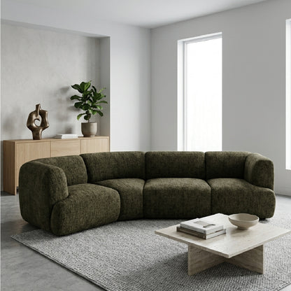 Petra Mustard Modular Four-Seater Sofa with Wedge