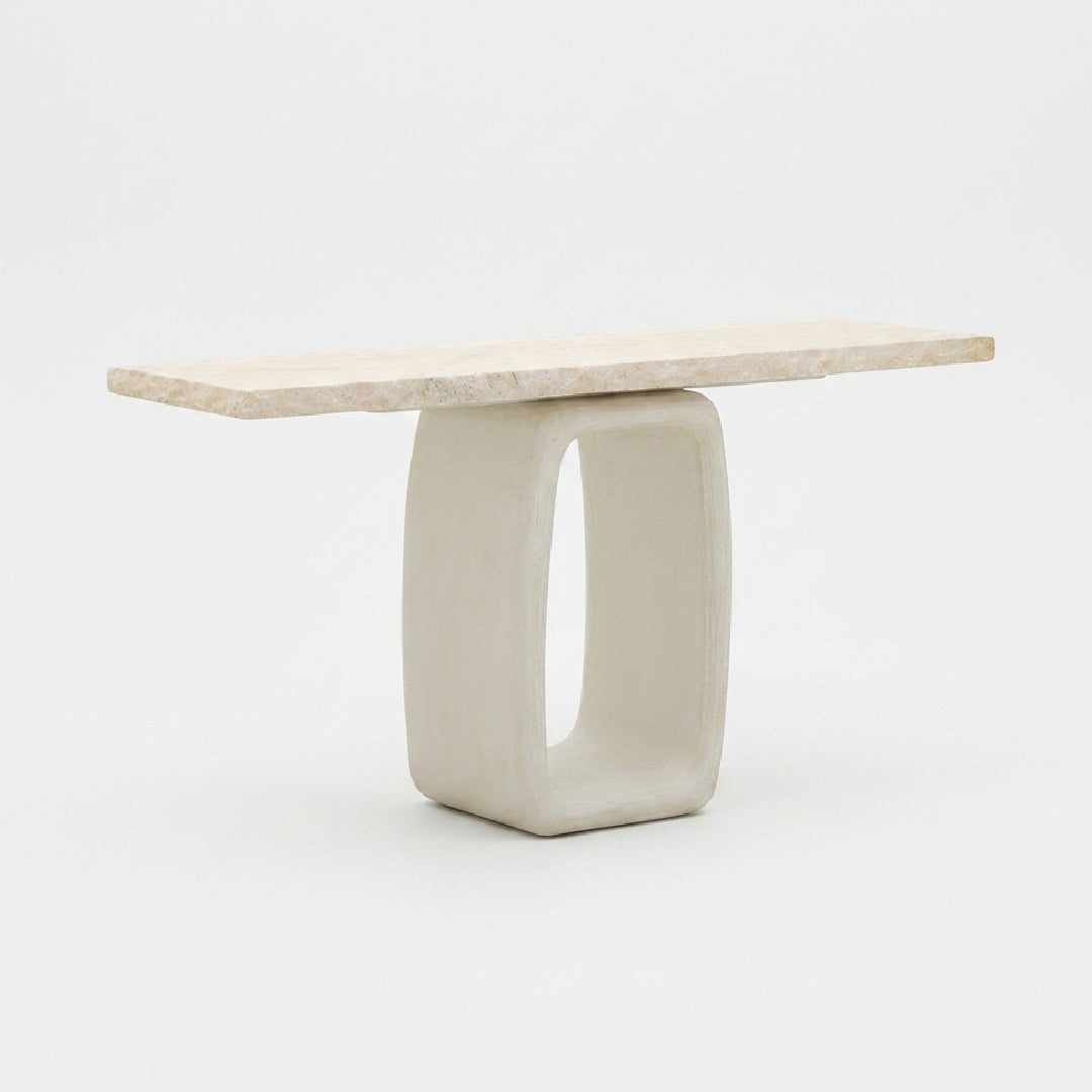 Cement & Travertine Console Table