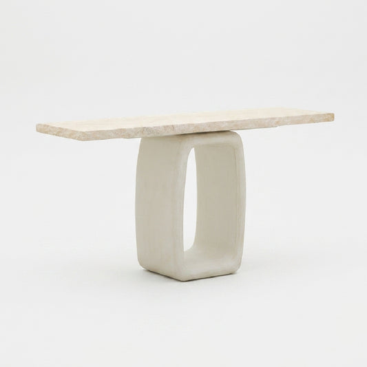 Cement & Travertine Console Table