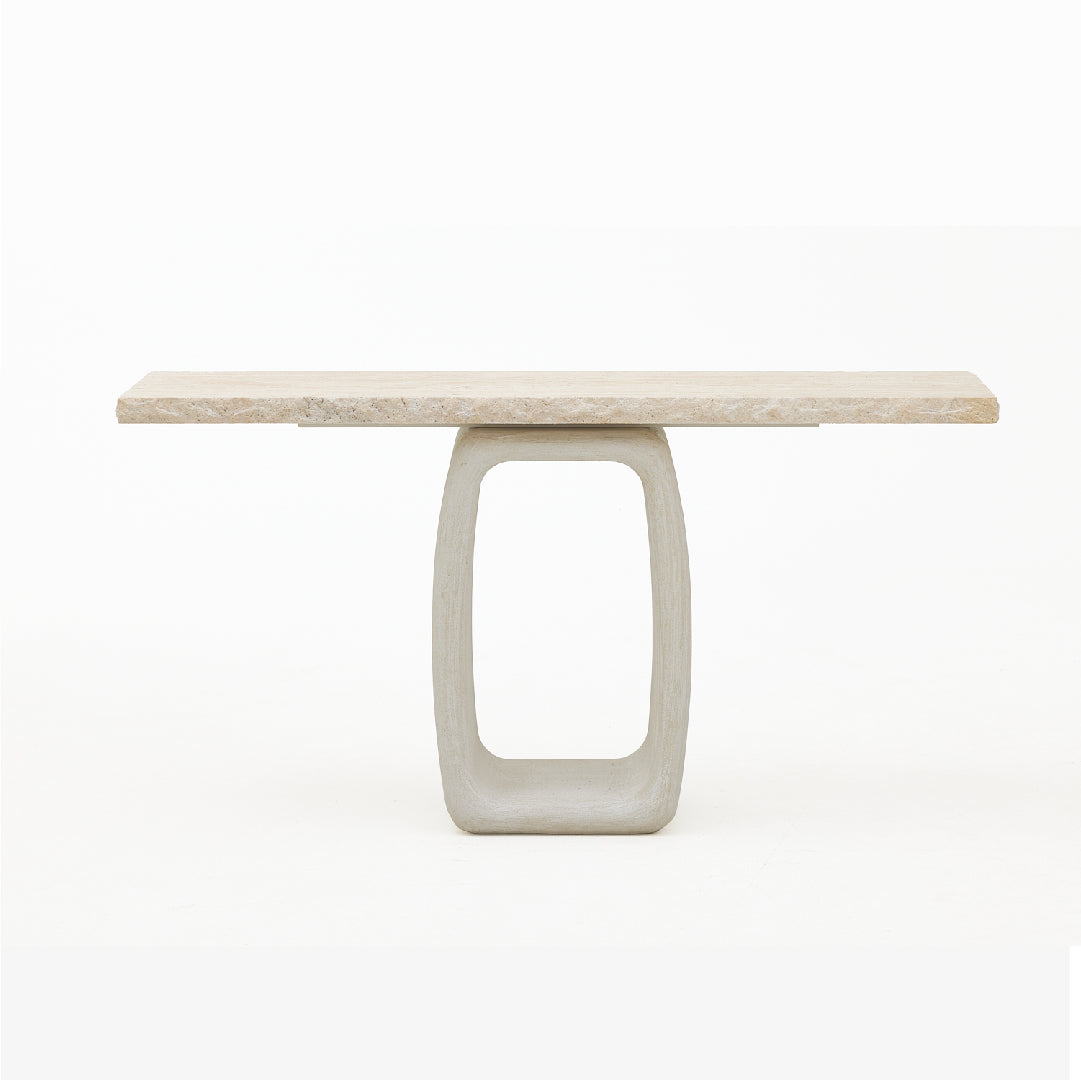 Cement & Travertine Console Table