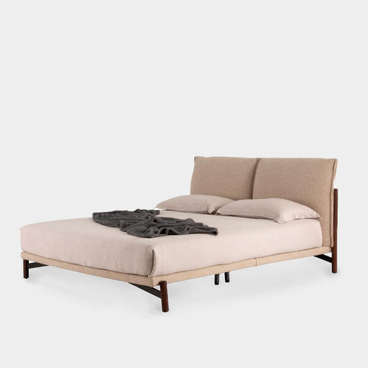 Henley Linen-Blend Wood Frame Bed