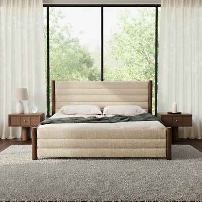  Linen-Blend Platform Bed