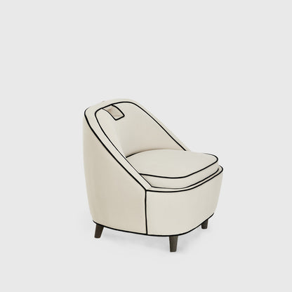 White Accent Chair outlined with refined black piping