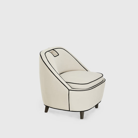 White Accent Chair outlined with refined black piping