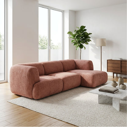 Petra Modular Fabric Sofa Three Seater with Chaise