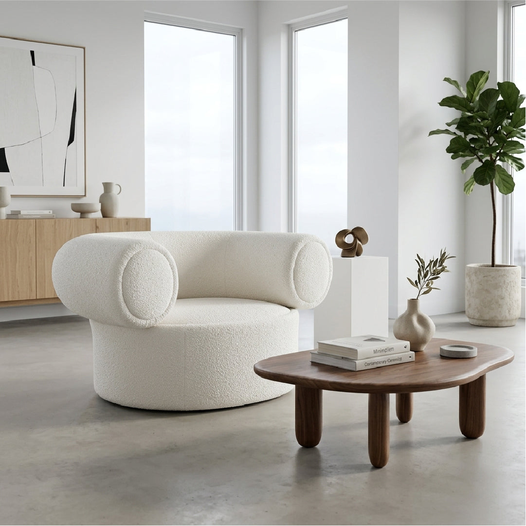 Ola Curved Boucle One Seater Sofa