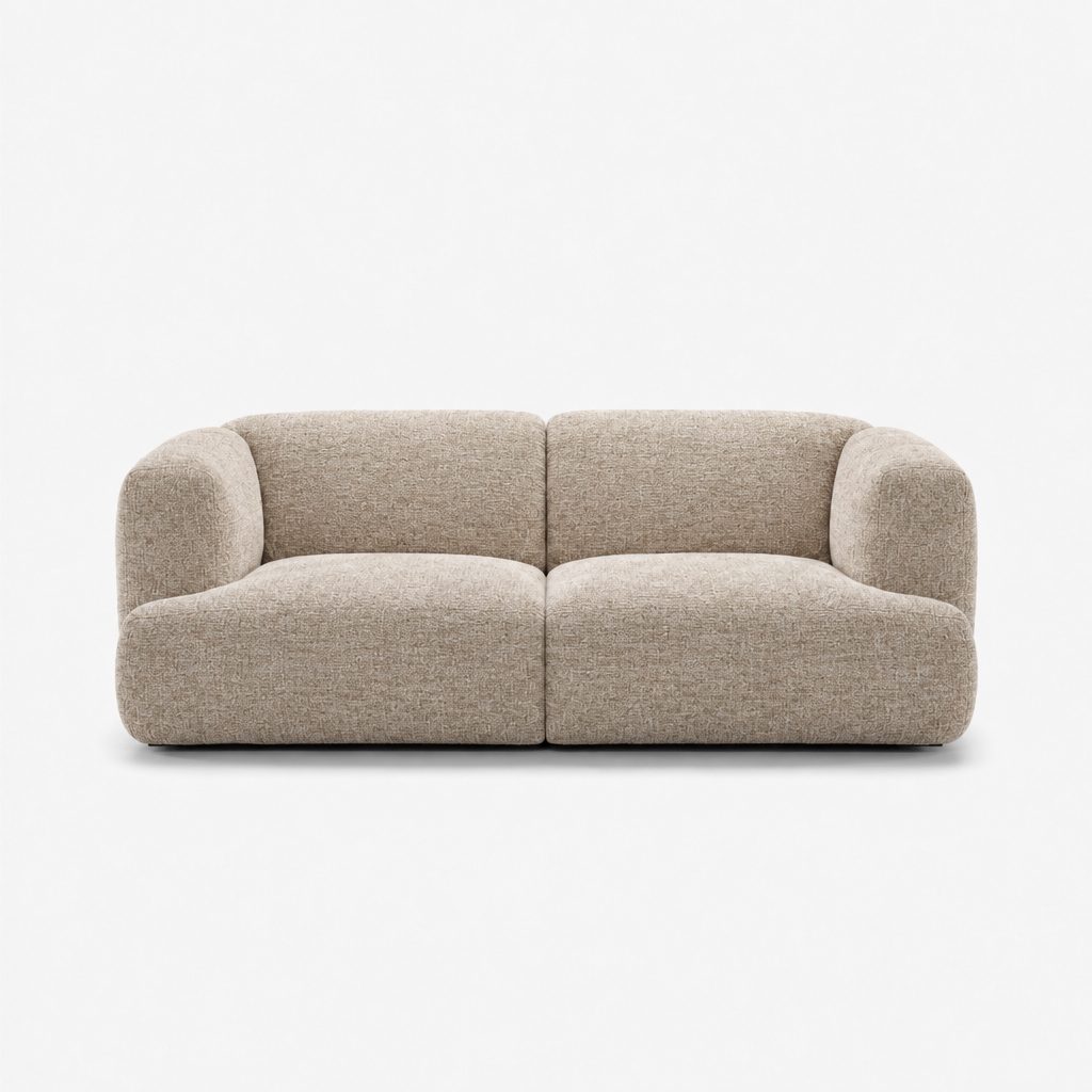 Petra 2-seater fabric sofa in A3609 Latte 7F42, latte beige chenille