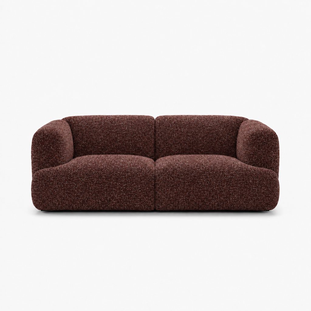 Petra 2-seater fabric sofa in A3756 Tawny Port 7F51, burgundy boucle