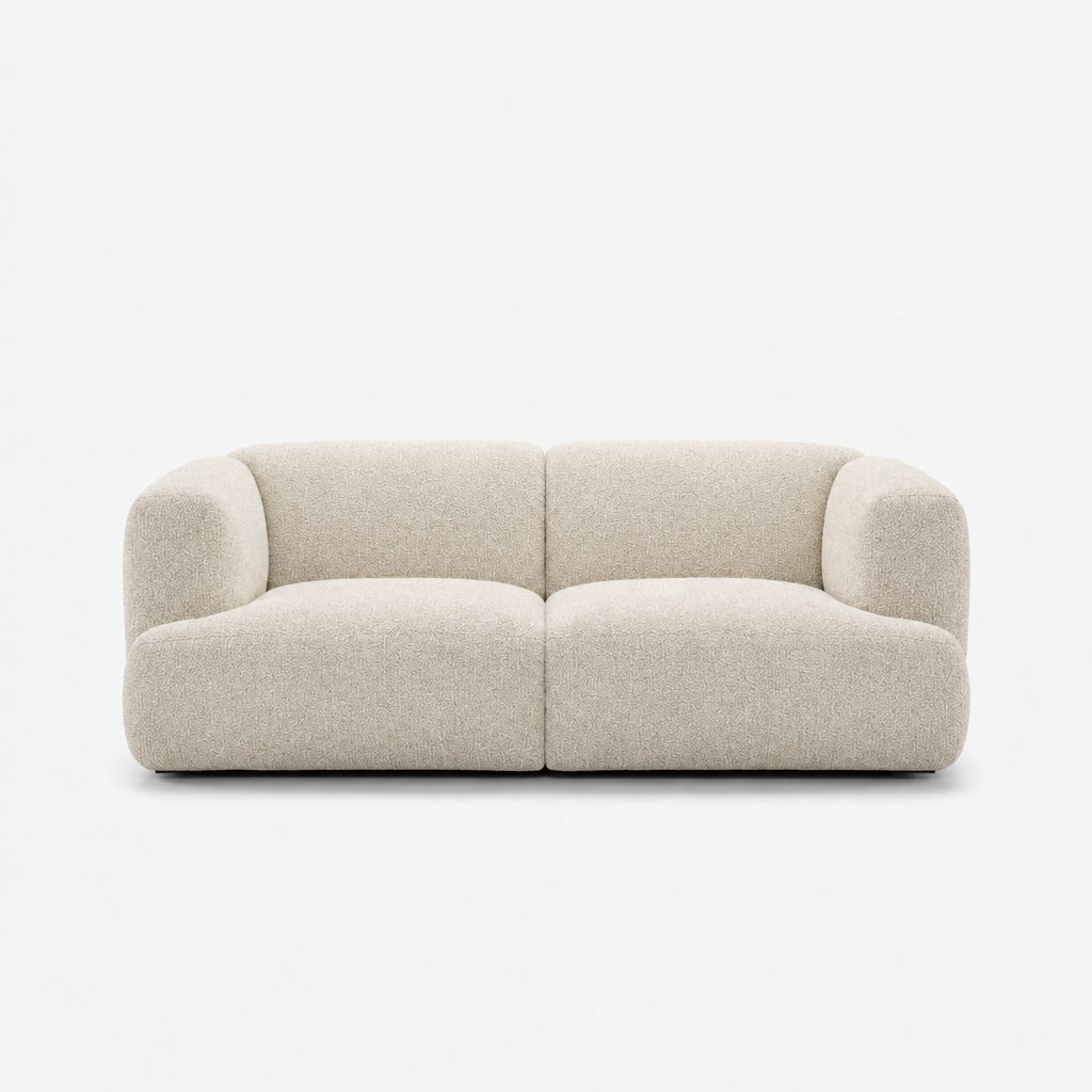 Petra 2-seater fabric sofa in Antwerp Cream 80C1, cream boucle