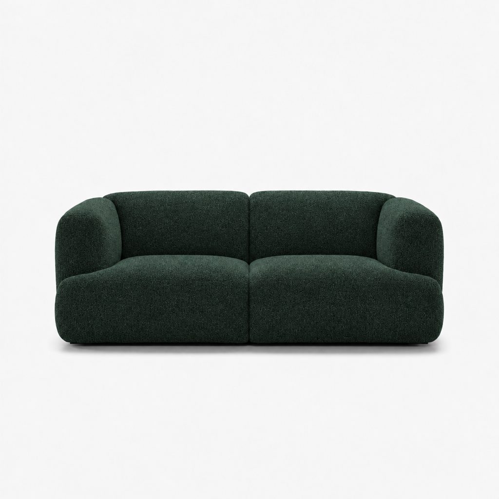 Petra 2-seater fabric sofa in Antwerp Forest Green 80C8, forest green boucle