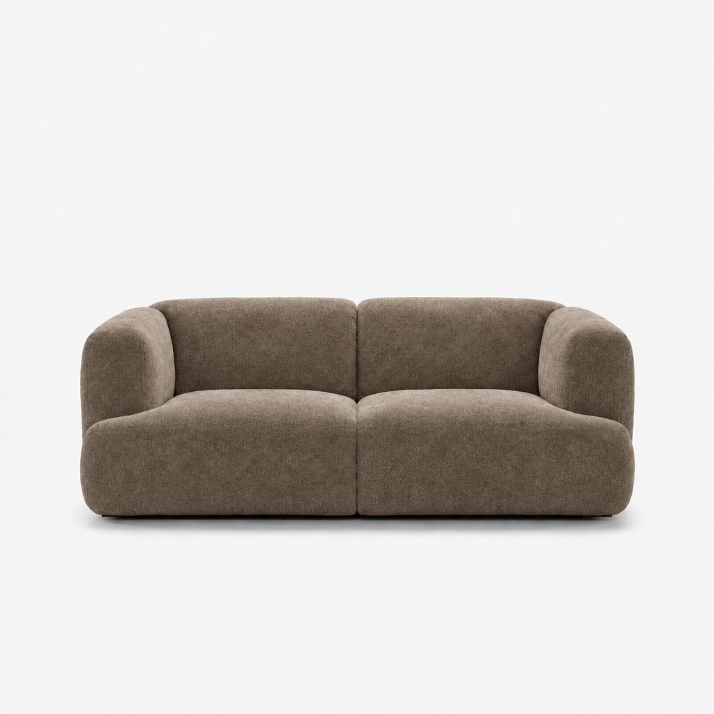 Petra 2-seater fabric sofa in Azures Desert 6L87, taupe chenille