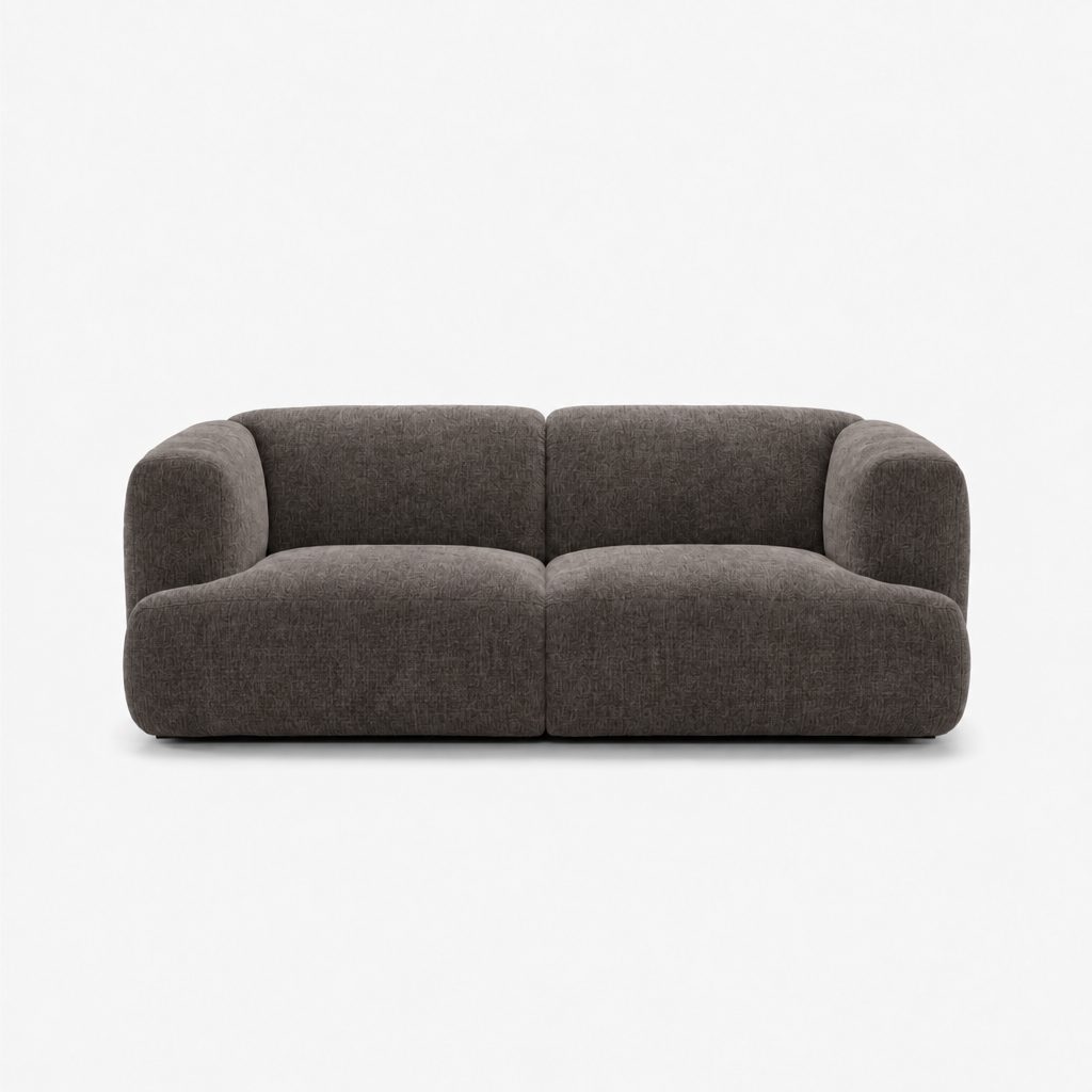 Petra 2-seater fabric sofa in Azures Nickle 6L8B, charcoal grey chenille