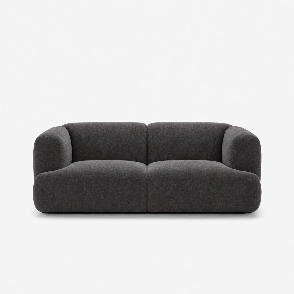 Petra 2-seater fabric sofa in Cheers Charcoal 7A03, charcoal grey chenille