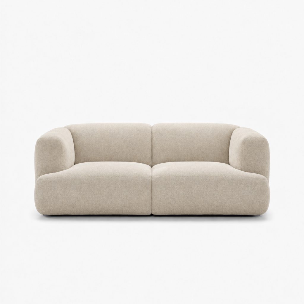 Petra 2-seater fabric sofa in Cheers Cream 7A04, cream chenille