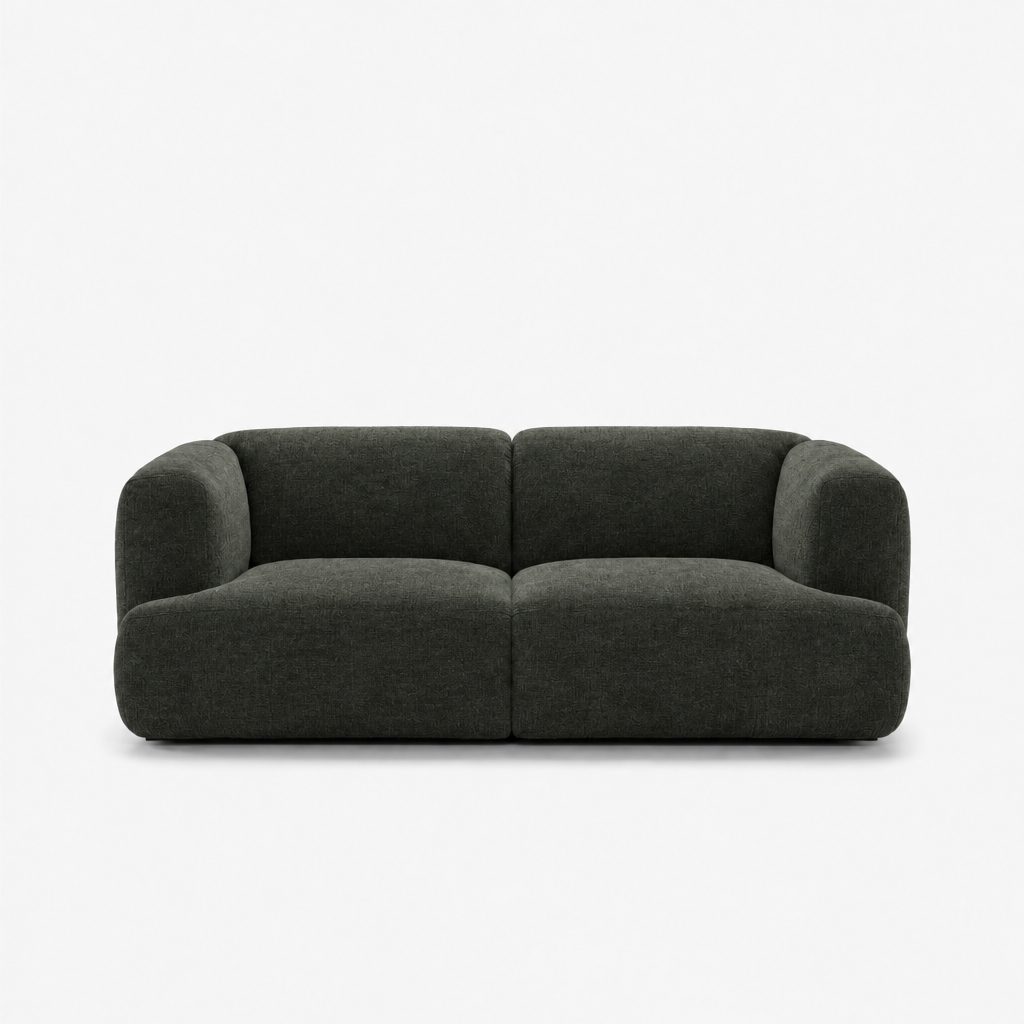 Petra 2-seater fabric sofa in Cheers Ivy 7A02, dark green chenille