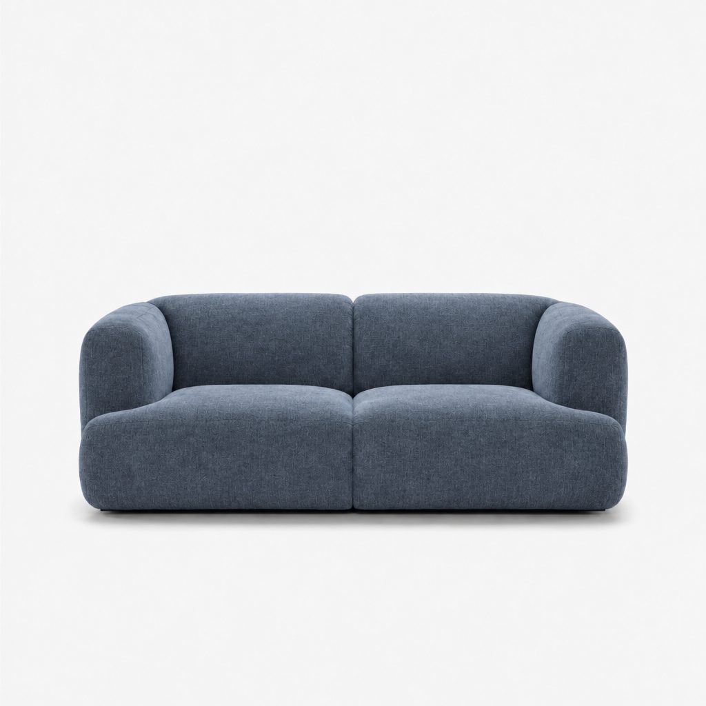 Petra 2-seater fabric sofa in Cheers Ocean Blue 7A05, dusty blue chenille