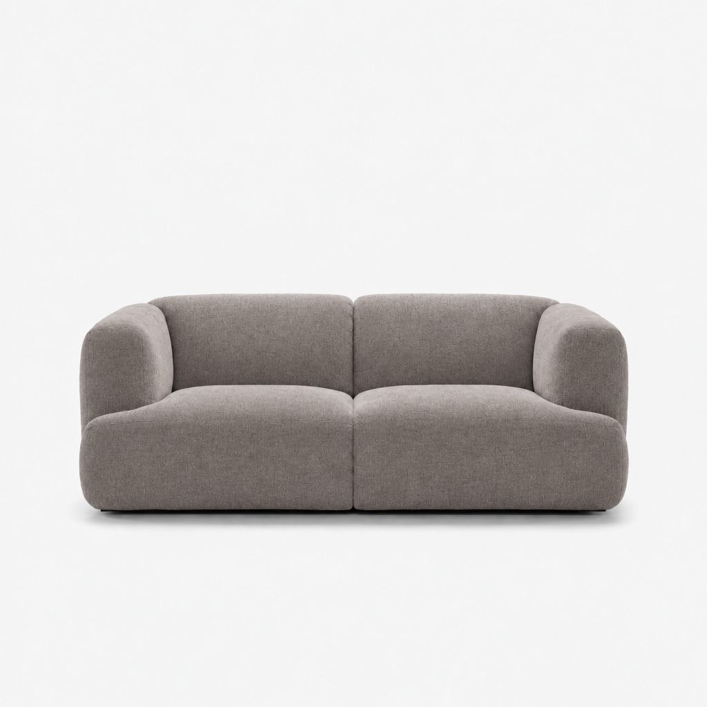Petra 2-seater fabric sofa in Cheers Paloma 7A01, light grey chenille