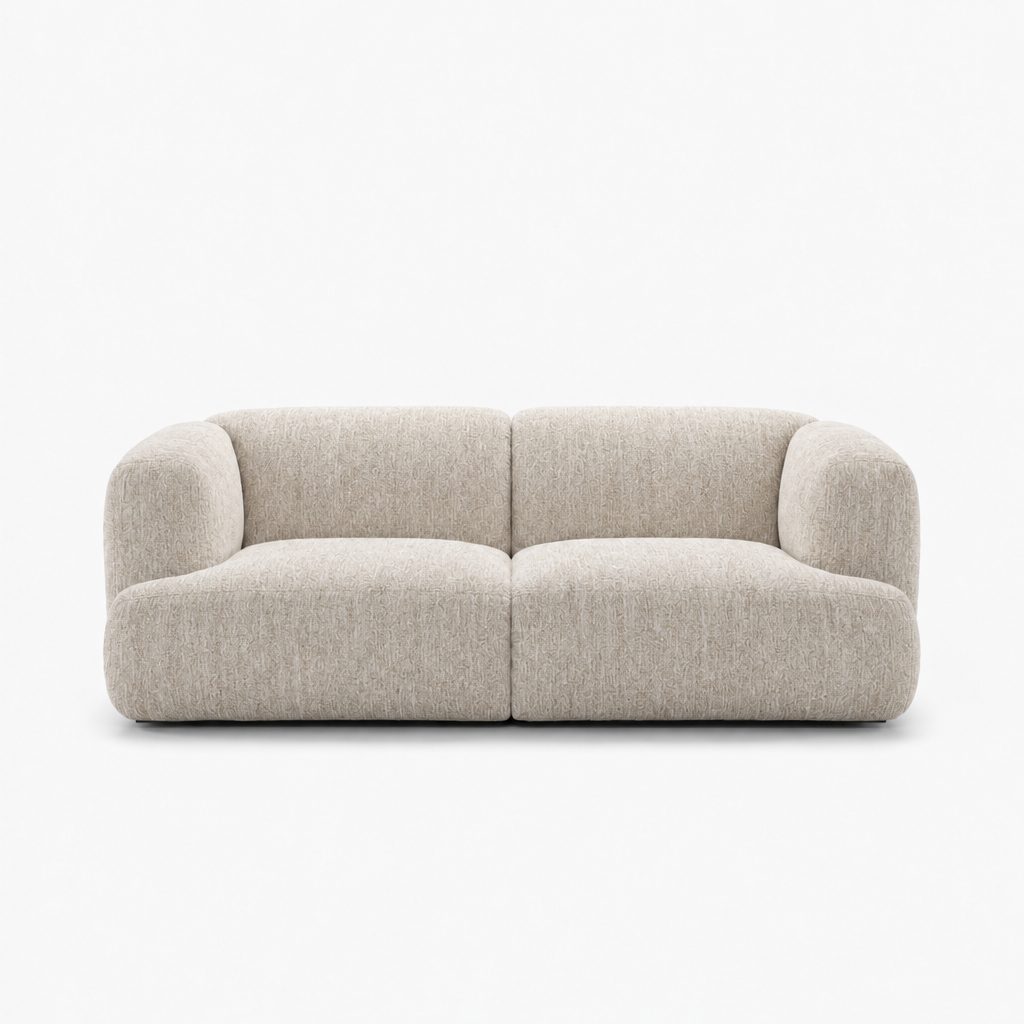 Petra 2-seater fabric sofa in Petra Cream 8063, cream chenille